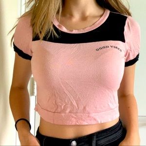 pink good vibes crop top with super soft material